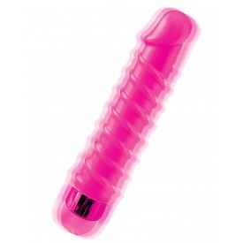 Розовый вибромассажер с винтовыми ребрышками Candy Twirl Massager - 16,5 см.